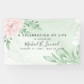 Roze Rose Eucalyptus Foliage Funeral Memorial Spandoek (Horizontaal)