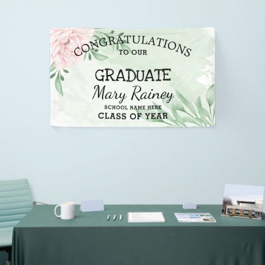 Roze Rose Eucalyptus Foliage ​ graduatiepartij Spandoek (Beurs)