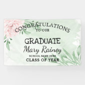 Roze Rose Eucalyptus Foliage ​ graduatiepartij Spandoek (Horizontaal)