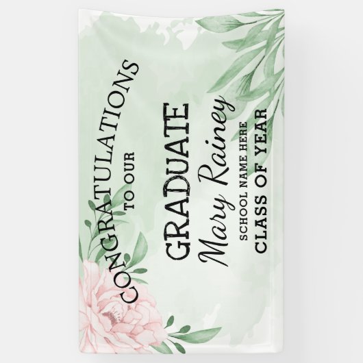 Roze Rose Eucalyptus Foliage ​ graduatiepartij Spandoek (Verticaal)