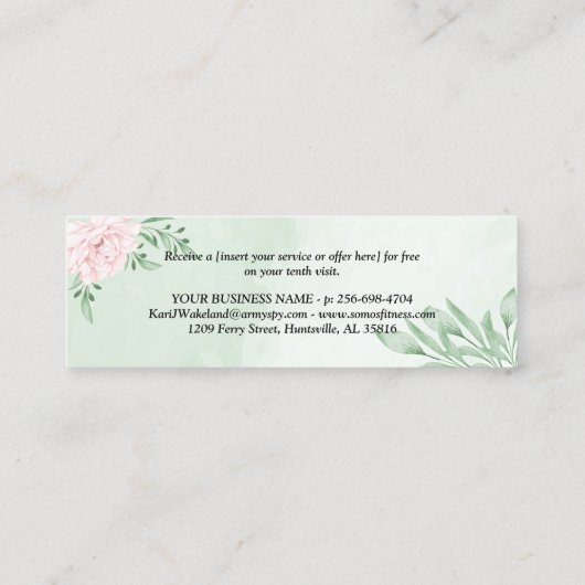 Roze Rose Eucalyptus Foliage Loyalty Punch Card (Achterkant)