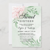 Roze Rose Eucalyptus Foliage Sweet 16 Verjaardag Kaart (Voorkant)