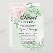 Roze Rose Eucalyptus Foliage Sweet 16 Verjaardag Kaart (Voorkant / Achterkant)