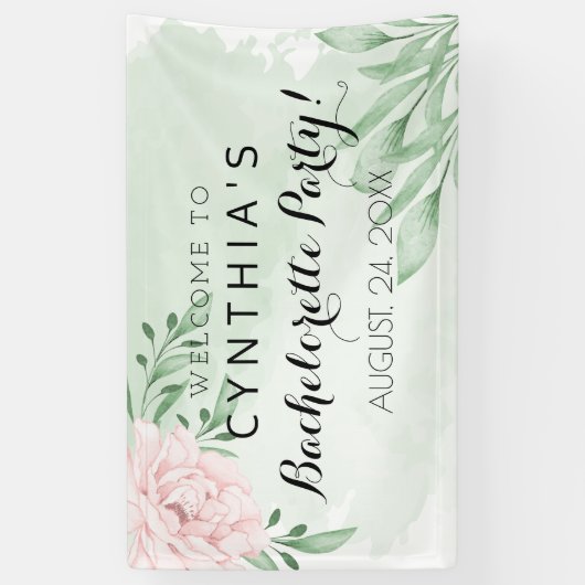 Roze Rose Eucalyptus Leaves Foliage ​ bachelorette Spandoek (Verticaal)