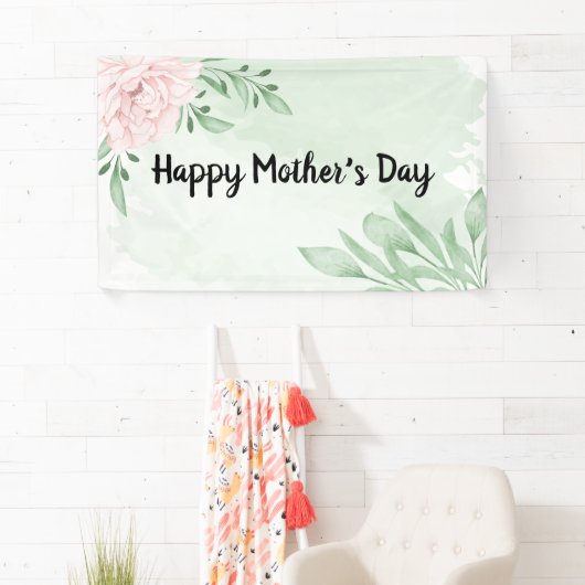 Roze Rose Eucalyptus Leaves Foliage Moederdag Spandoek (Insitu)