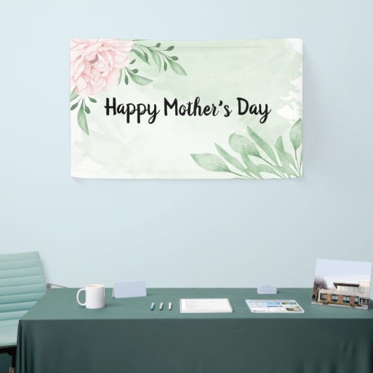 Roze Rose Eucalyptus Leaves Foliage Moederdag Spandoek (Beurs)