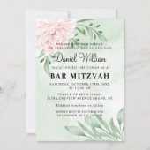 Roze Rose Eucalyptus Succulent Foliage Bar Mitzvah Kaart (Voorkant)