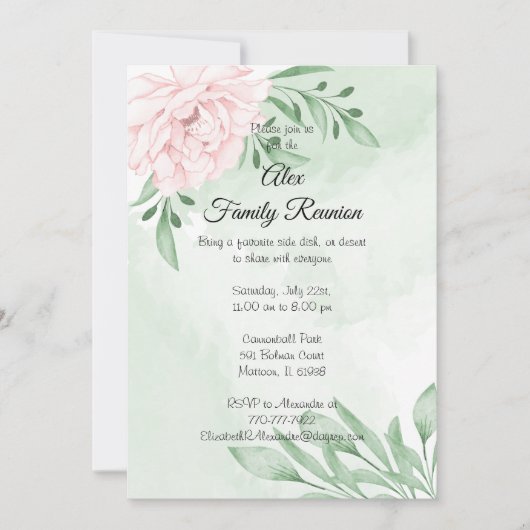 Roze Rose Eucalyptus Succulent Foliage Reunion Kaart (Voorkant)