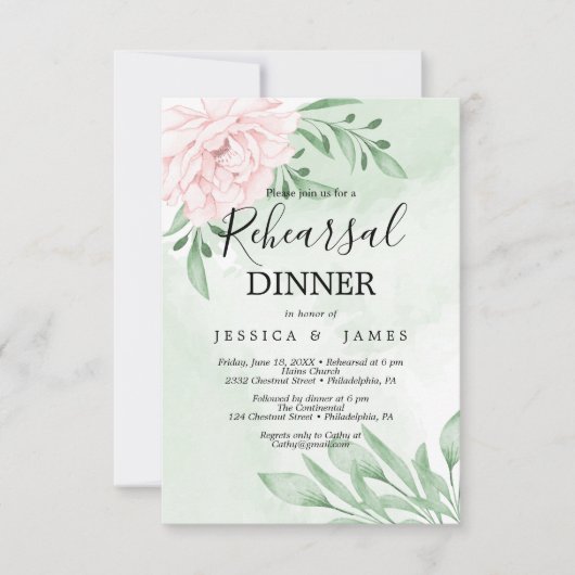 Roze Rose Eucalyptus Succulent repetitie diner Kaart (Voorkant)