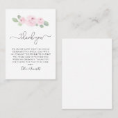 Roze Rose Eucalyptus Weddenschap Bedankt Plaatskaartje (Voorkant / Achterkant)