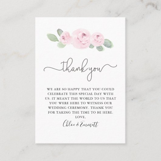 Roze Rose Eucalyptus Weddenschap Bedankt Plaatskaartje (Voorkant)