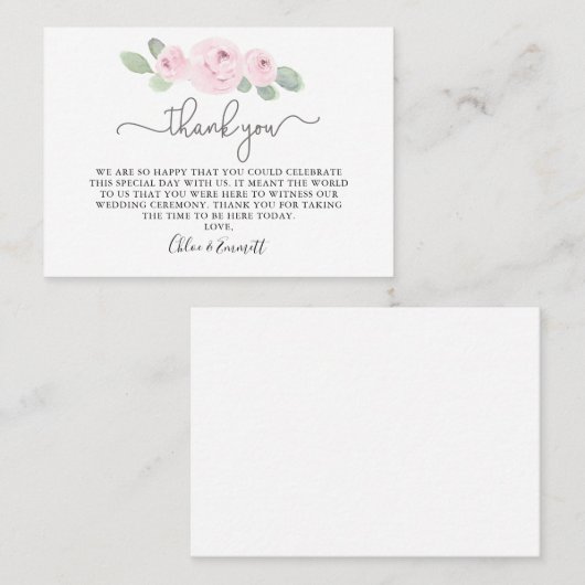 Roze Rose Eucalyptus Weddenschap Bedankt Plaatskaartje (Voorkant / Achterkant)