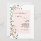 Roze Rose Eucalyptus Weddenschap Kaart (Voorkant)