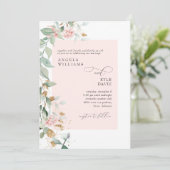 Roze Rose Eucalyptus Weddenschap Kaart (Staand voorkant)