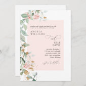 Roze Rose Eucalyptus Weddenschap Kaart (Voorkant / Achterkant)