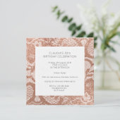 Roze Rose Faux Gold Powder Lace Birthday Party Kaart (Staand voorkant)