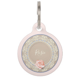Roze Rose Faux Lacework Personeelsleden ID-tag Huisdierpenning