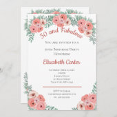 Roze Rose Floral 50 en Fabulous Birthday (Voorkant / Achterkant)