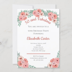 Roze Rose Floral 50 en Fabulous Birthday