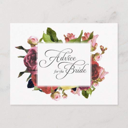 Roze Rose Floral Advice voor de Bride Advieskaart (Voorkant)