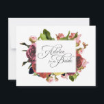 Roze Rose Floral Advice voor de Bride Advieskaart<br><div class="desc">Deel uw beste advies voor de bruid met deze feminine florale kaart met ruimte aan de achterkant voor uw sage wijsheid. In dit ontwerp zijn matchende vrijgezellenfeesten verkrijgbaar met een bridale doucheuitnodiging,  cadeautjes,  labels,  enveloppen en recept-kaarten. Florale elementen die in dit ontwerp worden gebruikt uit createthecut.</div>