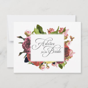 Roze Rose Floral Advice voor de Bride Advieskaart