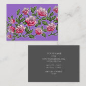 Roze Rose Floral Amethyst Achtergrond Visitekaartje (Voorkant / Achterkant)