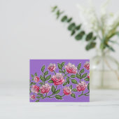Roze Rose Floral Amethyst Achtergrond Visitekaartje (Staand voorkant)