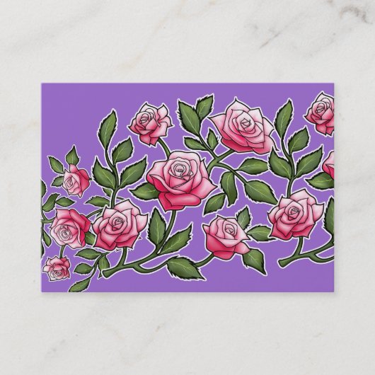 Roze Rose Floral Amethyst Achtergrond Visitekaartje (Voorkant)