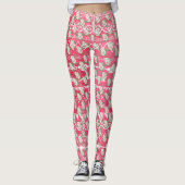 Roze Rose Floral Aztec Pattern Leggings (Voorkant)