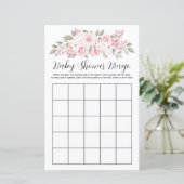 Roze Rose Floral Baby shower Bingo Game (Staand voorkant)