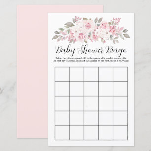 Roze Rose Floral Baby shower Bingo Game