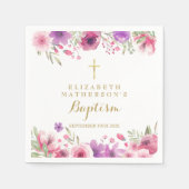 Roze Rose Floral Baptism Christening Servet (Voorkant)