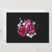 Roze Rose Floral Black Wedding Save the Date (Achterkant)