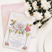 Roze Rose Floral Blooms Bridal Brunch en Bubble Folie Uitnodiging