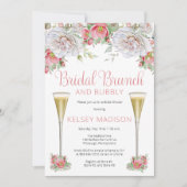 Roze Rose Floral Blooms Bridal Brunch en Bubble I Kaart (Voorkant)