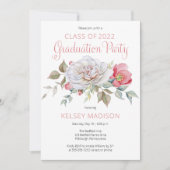 Roze Rose Floral Blooms Graduation Party Kaart (Voorkant)