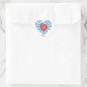 Roze Rose Floral Blue Heart Valentijnsdag Aangepas Ronde Sticker (Tas)