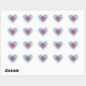 Roze Rose Floral Blue Valentijnsdag Sweep Hart Sticker (Vel)