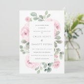 Roze Rose Floral Botanical Weddenschap Kaart (Staand voorkant)