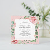 Roze Rose Floral botanische 90e verjaardag Partij Kaart (Staand voorkant)