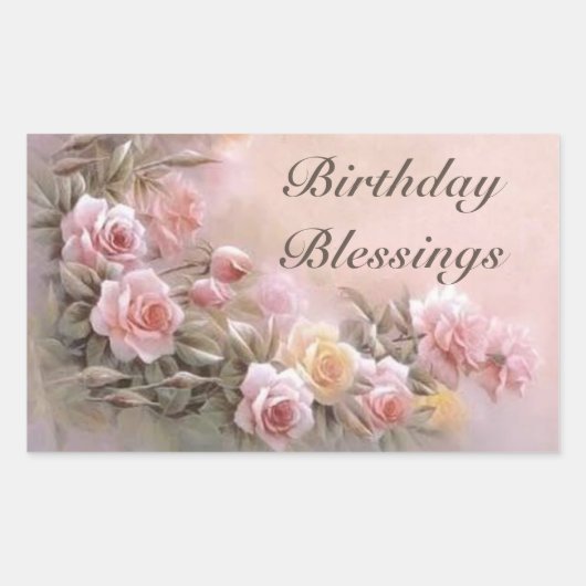 Roze Rose Floral Bouquet Lavender Rechthoekige Sticker (Voorkant)