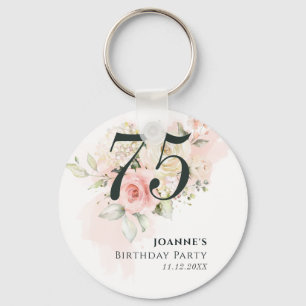 Roze Rose Floral Bunch 75e verjaardag Sleutelhanger