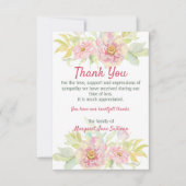 Roze Rose Floral Dank u voor de begrafenissympathi Bedankkaart (Voorkant)