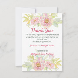 Roze Rose Floral Dank u voor de begrafenissympathi Bedankkaart