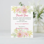 Roze Rose Floral Dank u voor de begrafenissympathi Bedankkaart (Staand voorkant)