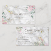 Roze Rose Floral en Gold Marble Home Decor Visitekaartje (Voorkant / Achterkant)