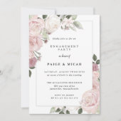 Roze Rose Floral Engagement Party Kaart (Voorkant)