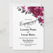 Roze Rose Floral Engagement Party Kaart (Voorkant)