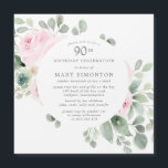 Roze Rose Floral Eucalyptus 90th Birthday Party Magnetische Uitnodiging<br><div class="desc">Eer een speciale vrouw met deze elegante 90th Birthday party uitnodiging. Roze rozen die in zachte,  groene eucalyptusbladeren zijn genestd,  vormen een modern botanisch lijst. Alle tekst kan worden bewerkt,  dus je kunt je speciale viering perfect beschrijven</div>